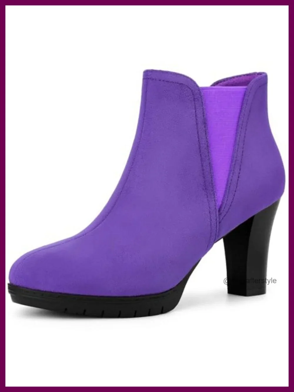 Faux Suede Chelsea Ankle Booties Lug Sole Platform Chunky Heel